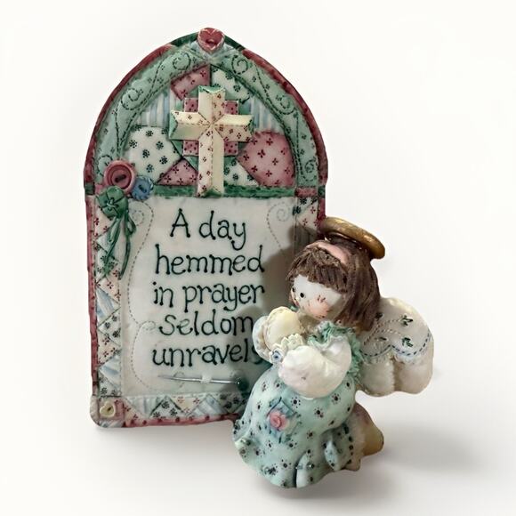 Enesco Other - Enesco Cute As A Button He is Sew Faithful 1995 Mary Rhyner Sewing Angel Figure